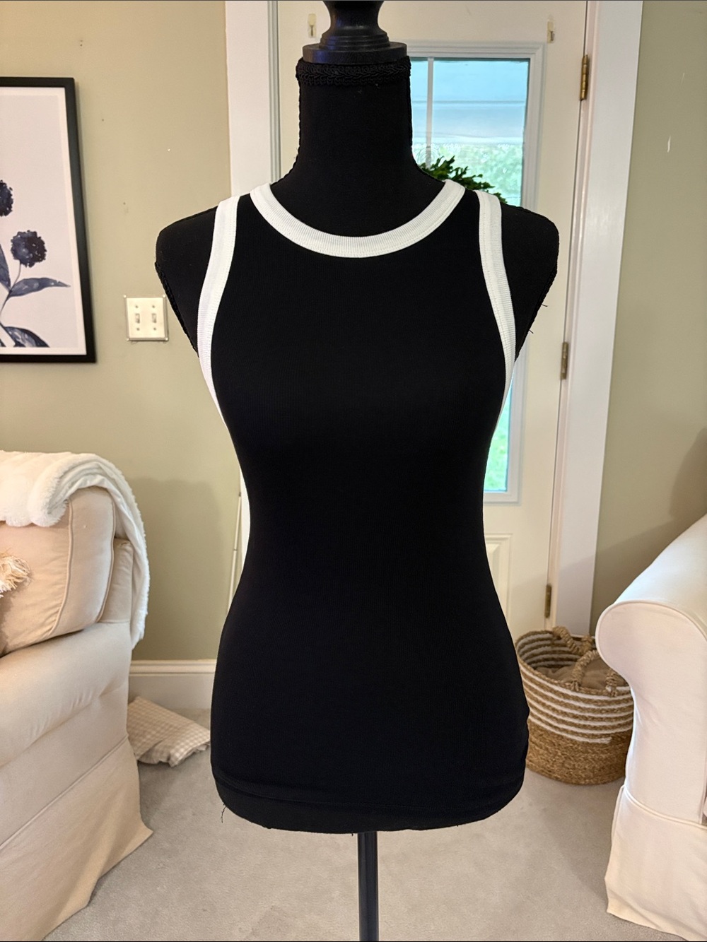 a new day Black Tank Top with White Trim - Women's Racerback Style